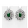 Image 1 : 18.43 ctw Emerald & Diamond Earrings 18K White Gold - REF-890G9W