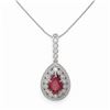 Image 2 : 4.97 ctw Certified Ruby & Diamond Victorian Necklace 14K White Gold - REF-160Y2X