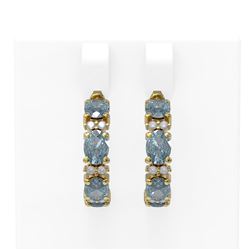 7.61 ctw Aquamarine & Diamond Earrings 18K Yellow Gold - REF-143A3N