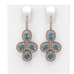 13.06 ctw Aquamarine & Diamond Earrings 18K Rose Gold - REF-490R9K