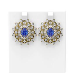 8.88 ctw Tanzanite & Diamond Earrings 18K Yellow Gold - REF-345N5F