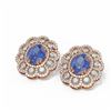 Image 3 : 12.21 ctw Tanzanite & Diamond Earrings 18K Rose Gold - REF-518Y2X