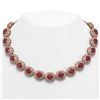 Image 1 : 111.75 ctw Certified Ruby & Diamond Victorian Necklace 14K Rose Gold - REF-3015X5A