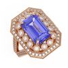 Image 1 : 5.86 ctw Certified Tanzanite & Diamond Victorian Ring 14K Rose Gold - REF-345W5H
