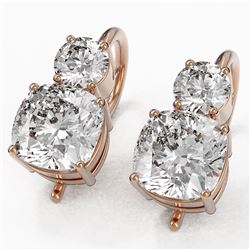 2.5 ctw Cushion Cut Diamond Designer Earrings 18K Rose Gold - REF-598N5F