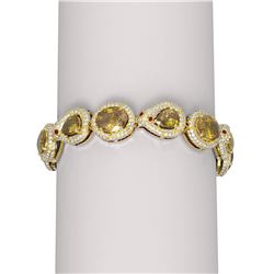 29.75 ctw Canary Citrine & Diamond Bracelet 18K Yellow Gold - REF-851Y3X