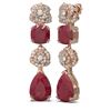 Image 2 : 12.5 ctw Ruby & Diamond Earrings 18K Rose Gold - REF-283G6W