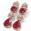 Image 3 : 12.5 ctw Ruby & Diamond Earrings 18K Rose Gold - REF-283G6W