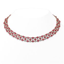 56.93 ctw Tourmaline & Diamond Necklace 10K Rose Gold - REF-709A3N