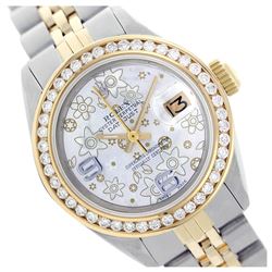 Rolex Ladies Two Tone 14K Gold/SS, Arabic Dial with Diamond Bezel, Sapphire Crystal - REF-462F5M