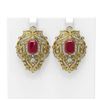 Image 1 : 15.07 ctw Ruby & Diamond Earrings 18K Yellow Gold - REF-521X8A