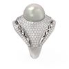 Image 2 : 2.5 ctw Diamond & Pearl Ring 18K White Gold - REF-270F4M