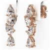 Image 3 : 4 ctw Pear Diamond Designer Earrings 18K Rose Gold - REF-596F2M