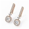 Image 1 : 3 ctw Cushion Cut Diamond Designer Earrings 18K Rose Gold - REF-617X8A