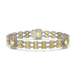 14.96 ctw Citrine & Diamond Bracelet 14K White Gold - REF-232K4Y