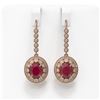 Image 1 : 9.25 ctw Certified Ruby & Diamond Victorian Earrings 14K Rose Gold - REF-249X6A