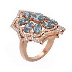 5.36 ctw Blue Topaz & Diamond Ring 18K Rose Gold - REF-169N6F