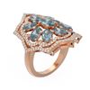 Image 1 : 5.36 ctw Blue Topaz & Diamond Ring 18K Rose Gold - REF-169N6F