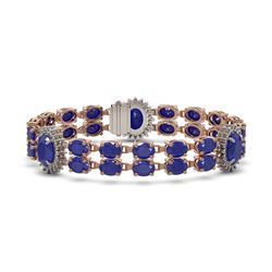 34.17 ctw Sapphire & Diamond Bracelet 14K Rose Gold - REF-247W2H
