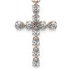 Image 1 : 2 ctw Pear Diamond Designer Cross Necklace 18K Rose Gold - REF-228X2A