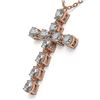 Image 3 : 2 ctw Pear Diamond Designer Cross Necklace 18K Rose Gold - REF-228X2A