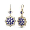 Image 2 : 16.88 ctw Sapphire & Diamond Earrings 18K Yellow Gold - REF-342M2G