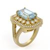 Image 2 : 5.69 ctw Certified Aquamarine & Diamond Victorian Ring 14K Yellow Gold - REF-170W9H