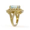 Image 3 : 5.69 ctw Certified Aquamarine & Diamond Victorian Ring 14K Yellow Gold - REF-170W9H