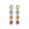 Image 1 : 6.09 ctw Multi Color Sapphire & Diamond Micro Pave Earrings 10k White Gold - REF-143X6A