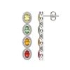 Image 2 : 6.09 ctw Multi Color Sapphire & Diamond Micro Pave Earrings 10k White Gold - REF-143X6A