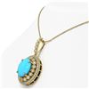 Image 3 : 8.97 ctw Turquoise & Diamond Victorian Necklace 14K Yellow Gold - REF-245R5K