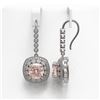 Image 2 : 11.6 ctw Morganite & Diamond Victorian Earrings 14K White Gold - REF-393H3R