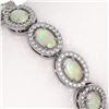 Image 3 : 9.5 ctw Opal & Diamond Micro Pave Halo Bracelet 10k White Gold - REF-251F8M