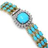 Image 2 : 22.19 ctw Turquoise & Diamond Bracelet 14K Yellow Gold - REF-281R8K