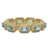 Image 2 : 49.14 ctw Aquamarine & Diamond Victorian Bracelet 14K Yellow Gold - REF-1361W5H