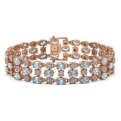 17.27 ctw Aquamarine & Diamond Bracelet 10K Rose Gold - REF-318X2A