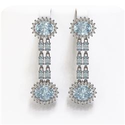 12.82 ctw Sky Topaz & Diamond Earrings 14K White Gold - REF-172X8A