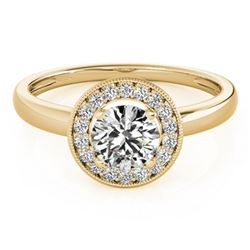 0.9 ctw Certified VS/SI Diamond Halo Ring 18k Yellow Gold - REF-140R6K