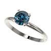 Image 1 : 1 ctw Certified Intense Blue Diamond Engagment Ring 10k White Gold - REF-92F2M