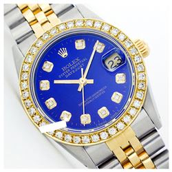 Rolex Ladies Two Tone 14K Gold/ss, Diamond Dial & Diamond Bezel, Sapphire Crystal - REF-434M3F