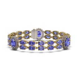 32.77 ctw Tanzanite & Diamond Bracelet 14K Yellow Gold - REF-366X3A