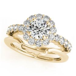 1.75 ctw Certified VS/SI Diamond 2pc Wedding Set Halo 14k Yellow Gold - REF-327A3N
