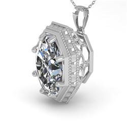 1 ctw VS/SI Oval Cut Diamond Necklace Art Deco 18k White Gold - REF-287G8W