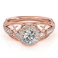 0.93 ctw Certified VS/SI Diamond Antique Ring 18k Rose Gold - REF-125H5R