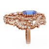 Image 2 : 6.13 ctw Tanzanite & Diamond Ring 18K Rose Gold - REF-425N5F