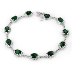 10.40 ctw Emerald & Diamond Bracelet 10k White Gold - REF-125R5K