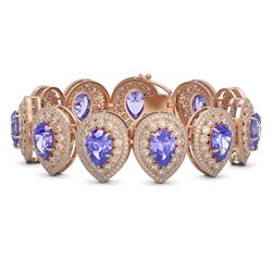50.04 ctw Tanzanite & Diamond Victorian Bracelet 14K Rose Gold - REF-2636Y4X
