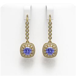 5.2 ctw Certified Tanzanite & Diamond Victorian Earrings 14K Yellow Gold - REF-172Y8X