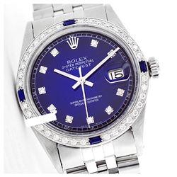 Rolex Men's Stainless Steel, QuickSet, Diam Dial & Diam/Sapphire Bezel - REF-521N5A