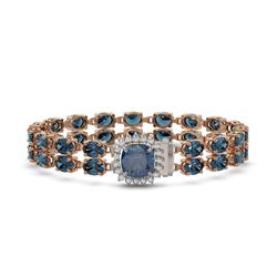17.87 ctw London Topaz & Diamond Bracelet 14K Rose Gold - REF-178F2M